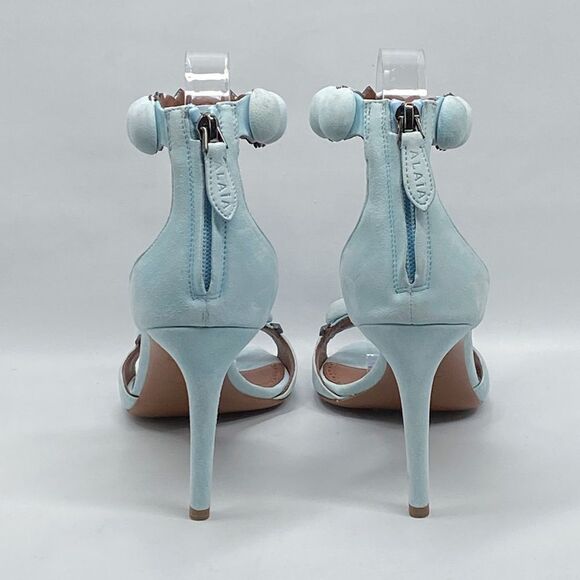 Alaia Bombe 90 Ankle-Strap Studded Suede Leather Sandals size 38 - Picture 9 of 15